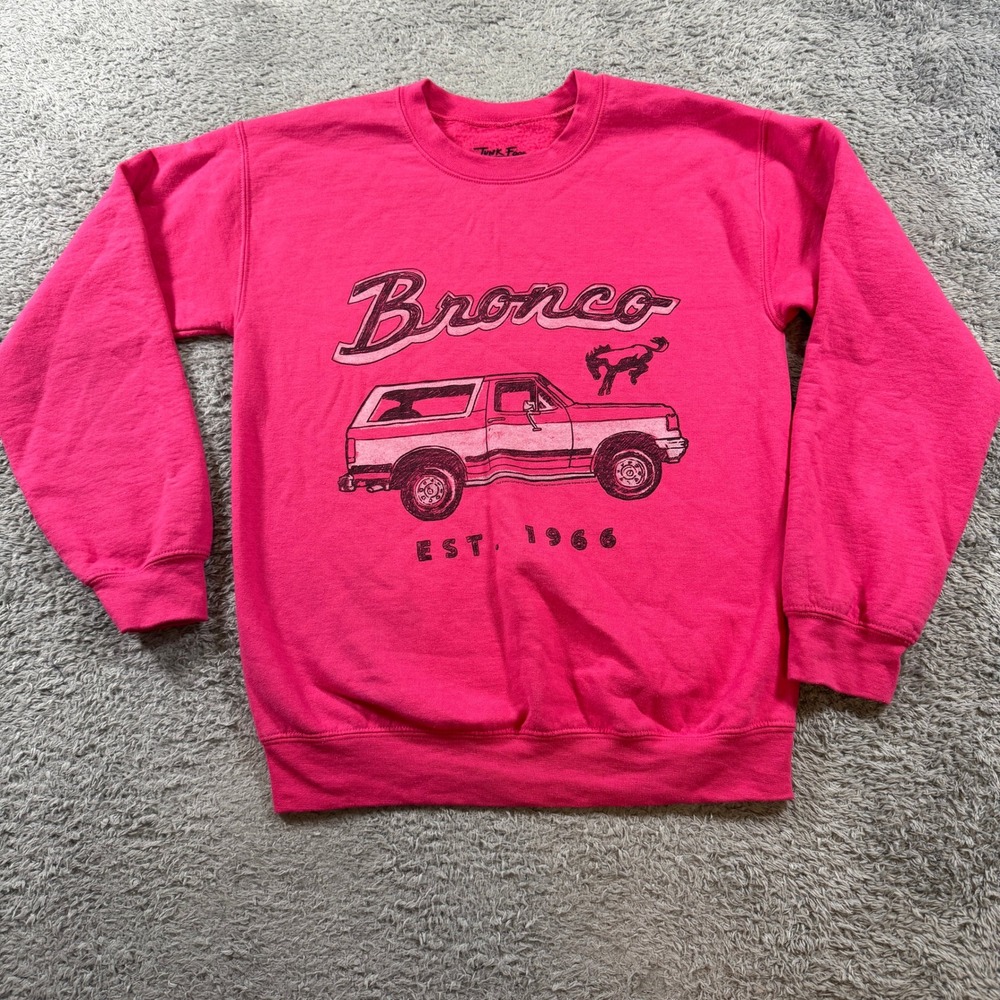 Junk Food Women Ford Bronco Graphic Sweatshirt XS Pink Retro Car Crewneck